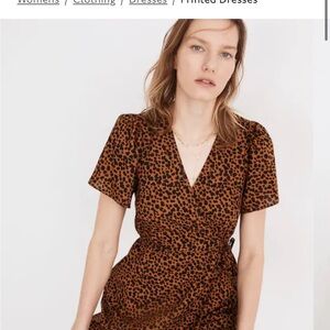 Madewell Brown Leopard Midi Dress
